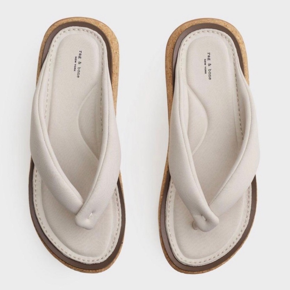 rag & bone Parque Thong Sandals Paloma Beige Padded Foot Bed Size 36.5 (6.5)